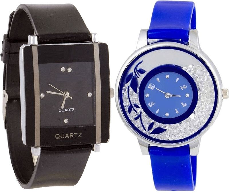 combo watch Analog Watch - For Girls New Luxury Analogue Black And Blue Color Girls And Women Watch - G12-G87 (Combo Of 2 )