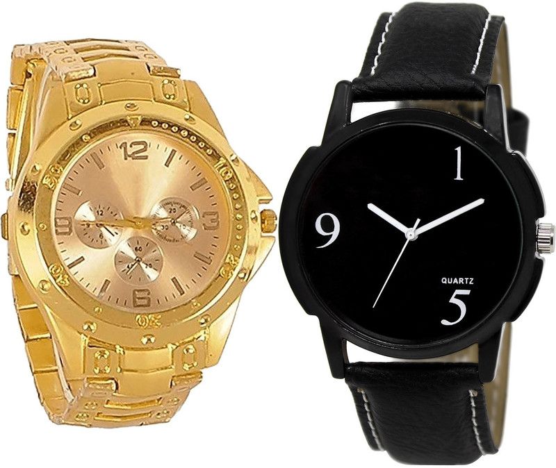 combo watch Analog Watch - For Men Latest Style Analogue Gold And Black Color Boys And Men Watch - B71-BL46.6 (Combo Of 2 )