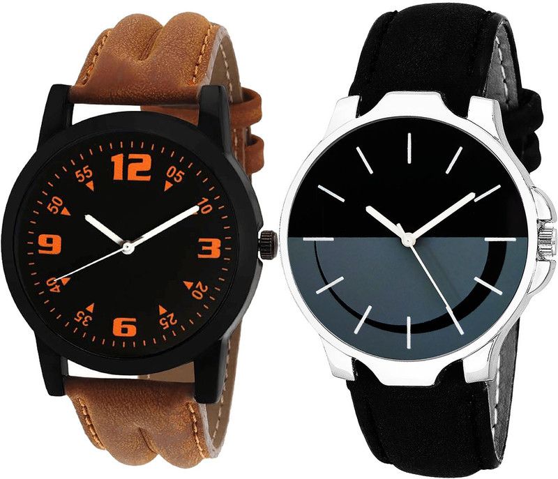 combo watch Analog Watch - For Girls Modern Valentine Analogue Brown And Black Color Boys And Men Watch - B15-B111 (Combo Of 2 )