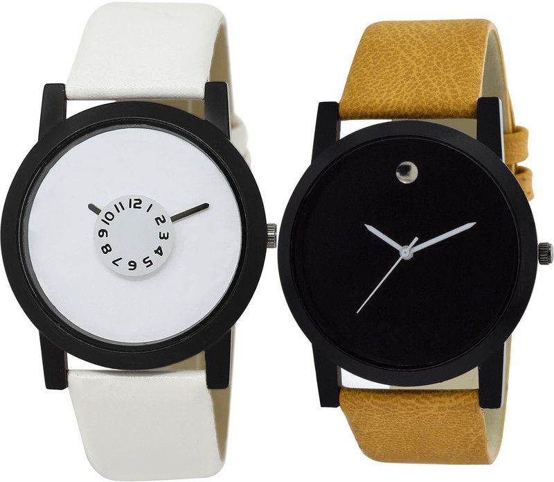 combo watch Analog Watch - For Girls Brand New Fancy Analogue White And Brown Color Boys And Men Watch - BL46.26-B59 (Combo Of 2 )