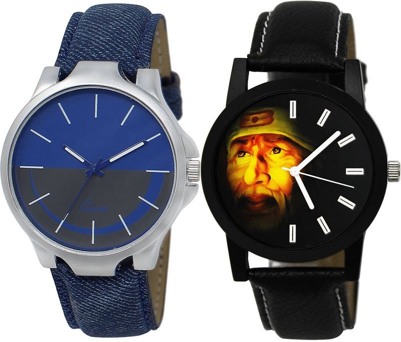 combo watch Analog Watch - For Girls Brand New Quartz Sai Baba Analogue Blue And Black Color Boys And Men Watch - BL46.24-B123 (Combo Of 2 )
