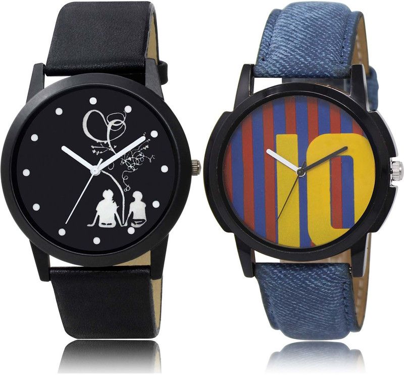 Analog Watch - For Boys Contemporary Heart Couple Love Chain And Messi Football Combo Watch For Boys And Men - BO46-BL46.10