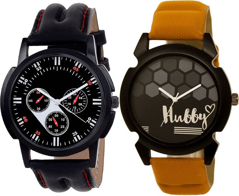 combo watch Analog Watch - For Girls New Party Wedding Hubby Analogue Black And Brown Color Boys And Men Watch - B104-BL46.32 (Combo Of 2 )