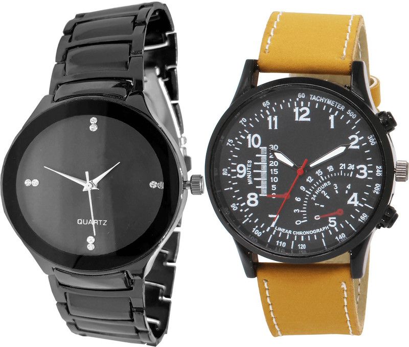 combo watch Analog Watch - For Girls Brand New Valentine Analogue Black And Brown Color Boys And Men Watch - B67-B42 (Combo Of 2 )