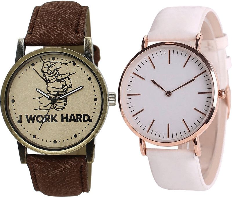 combo watch Analog Watch - For Men Latest Fashion I Work Hard Brown And White Color Boys Watch - BL46.29-B63 (Combo Of 2 )