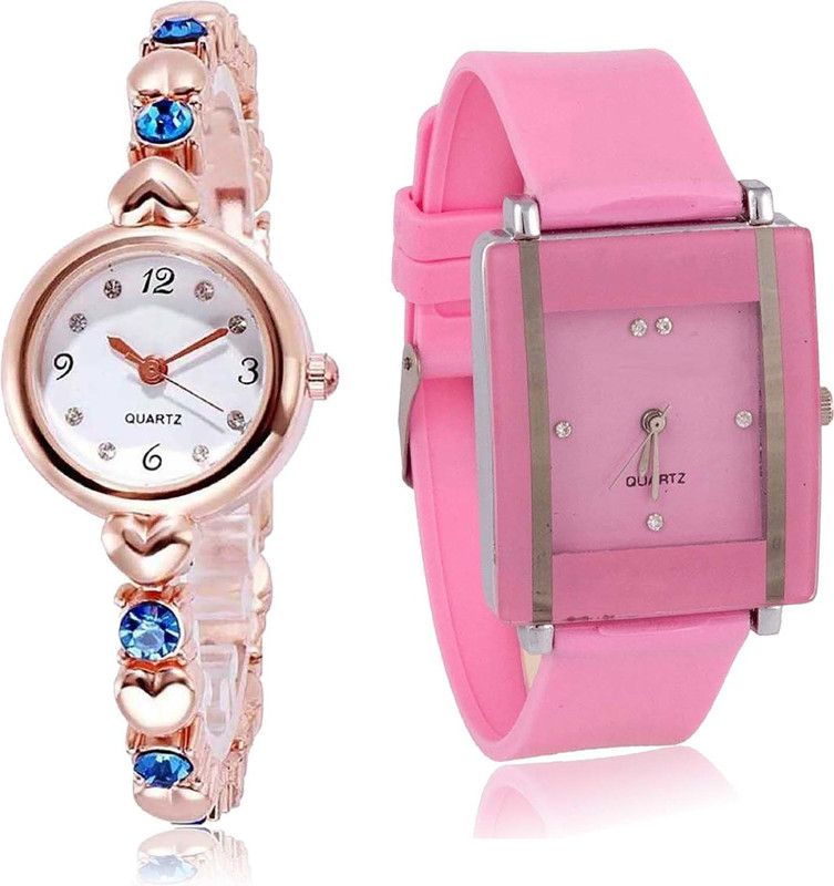 combo watch Analog Watch - For Girls Contemporary Analogue Stone Combo Watch For Girls And Women - G457-G14