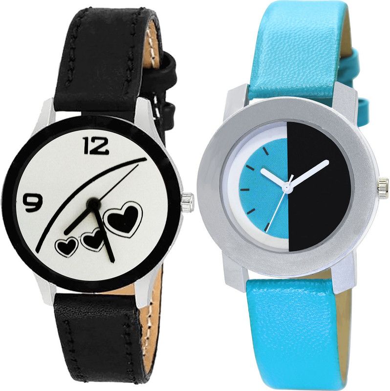 combo watch Analog Watch - For Girls Best Diwali Love Valentine Analogue Black And Blue Color Girls And Women Watch - G342-G274 (Combo of 2 )