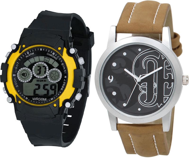 combo watch Analog Watch - For Girls Brand New High Quality Kids Analogue Black And Brown Color Boys And Men Watch - B6-BL46.14 (Combo Of 2 )