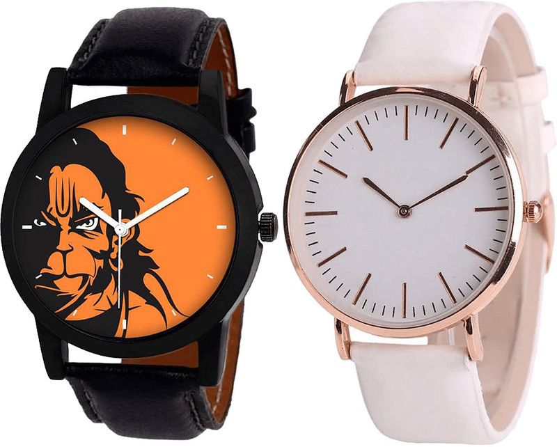 combo watch Analog Watch - For Girls Contemporary Collegian Hanuman Analogue Black And White Color Boys And Men Watch - B26-B63 (Combo Of 2 )