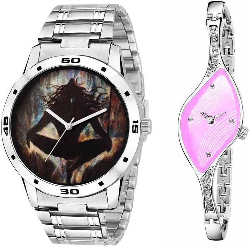 SIL CHAIN BRWN DHYANI DIAL & RAGA LI8 PINK Analog Watch - For Men & Women BROWN DHYANI COMBO WATCH FOR MEN AND WOMEN