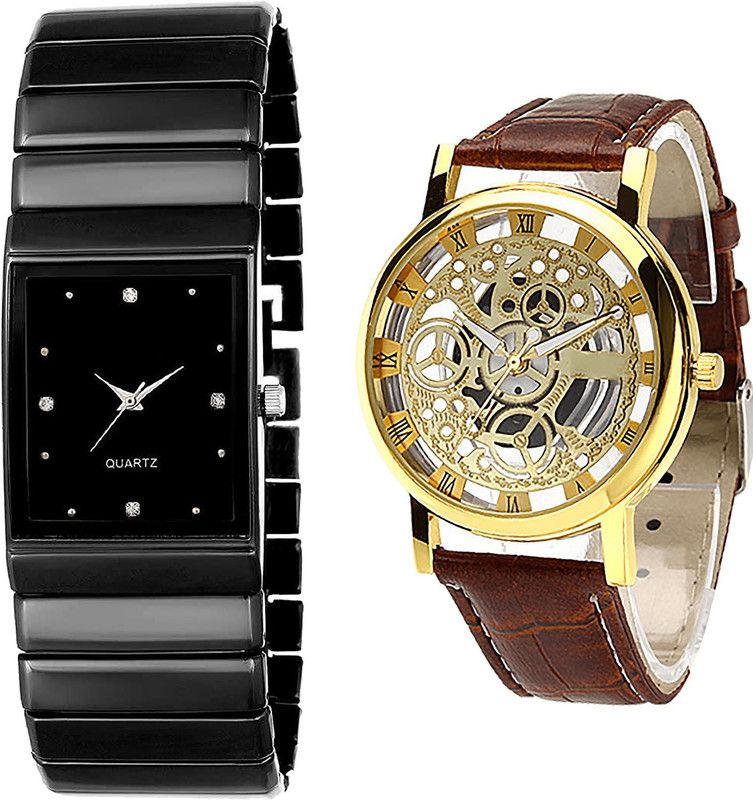 combo watch Analog Watch - For Men Modern Formal Open Black And Brown Color Boys Watch - B125-B45 (Combo Of 2 )
