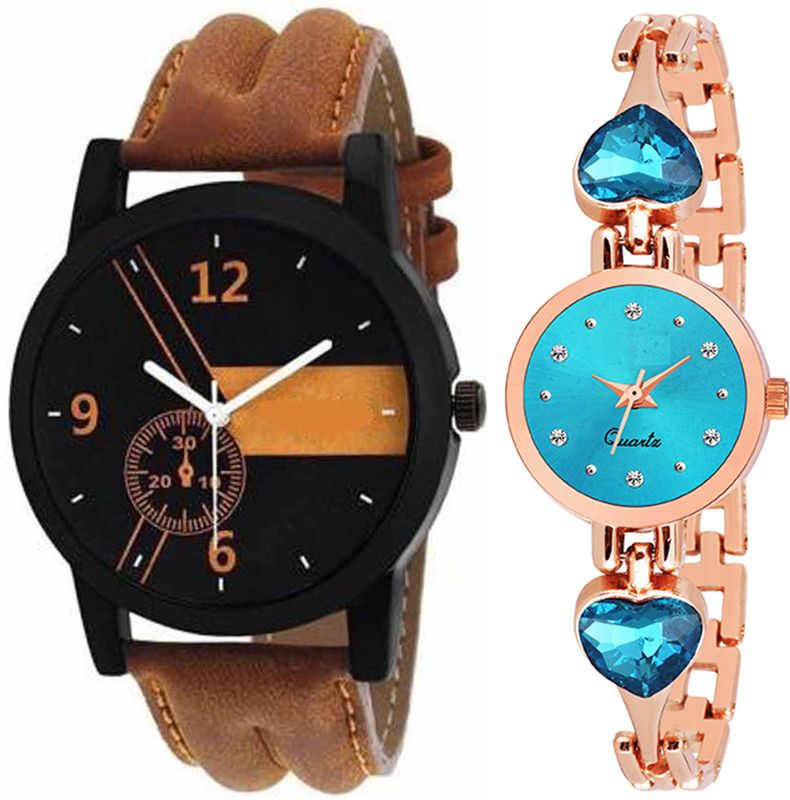 Analog Watch - For Men & Women Combo pack 2 New Stylish SkyBlue Heart Stunned Multicolour Dial Bracelet Watch For Boys & Girls ODC-197