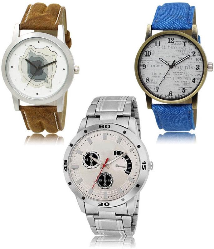 Stylish Attractive Professional Designer Combo Analog Watch - For Men LR-09-28-101 Hot Selling Premium Quality Collection Latest Set of 3