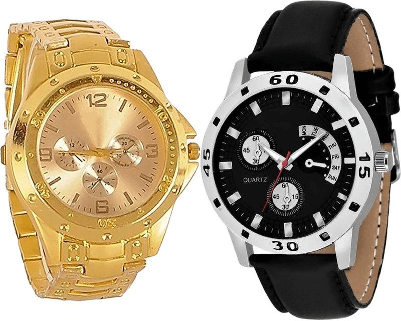 combo watch Analog Watch - For Girls Classical Model Analogue Gold And Black Color Boys And Men Watch - B71-B58 (Combo Of 2 )