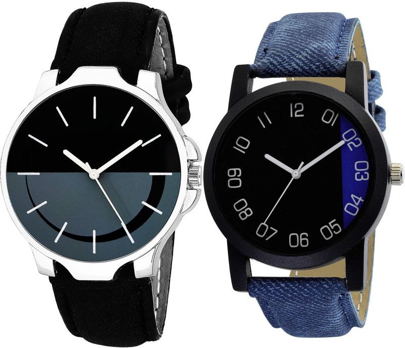 combo watch Analog Watch - For Girls Modern Tread Analogue Black And Blue Color Boys And Men Watch - B111-B37 (Combo Of 2 )
