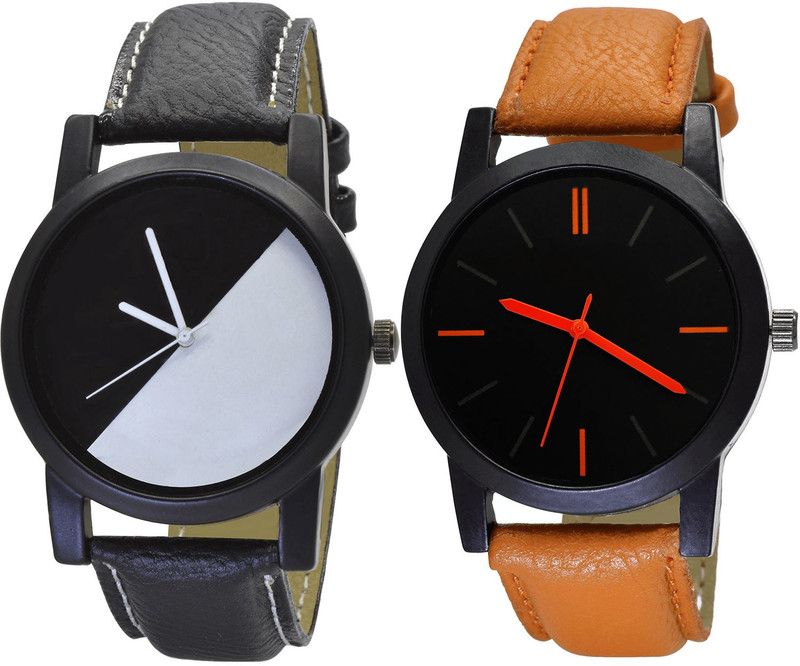 combo watch Analog Watch - For Girls New Technology Analogue Black And Brown Color Boys And Men Watch - B32-B112 (Combo Of 2 )