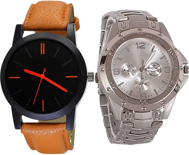 combo watch Analog Watch - For Girls New Technology Analogue Brown And Silver Color Boys And Men Watch - B112-B72 (Combo Of 2 )