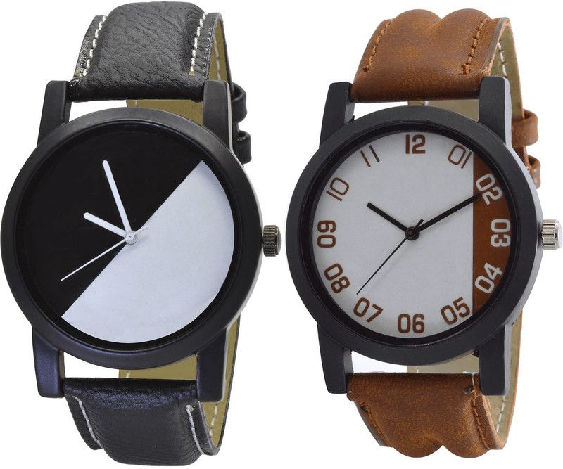 combo watch Analog Watch - For Girls Best Designer Analogue Black And Brown Color Boys And Men Watch - B32-B39 (Combo Of 2 )