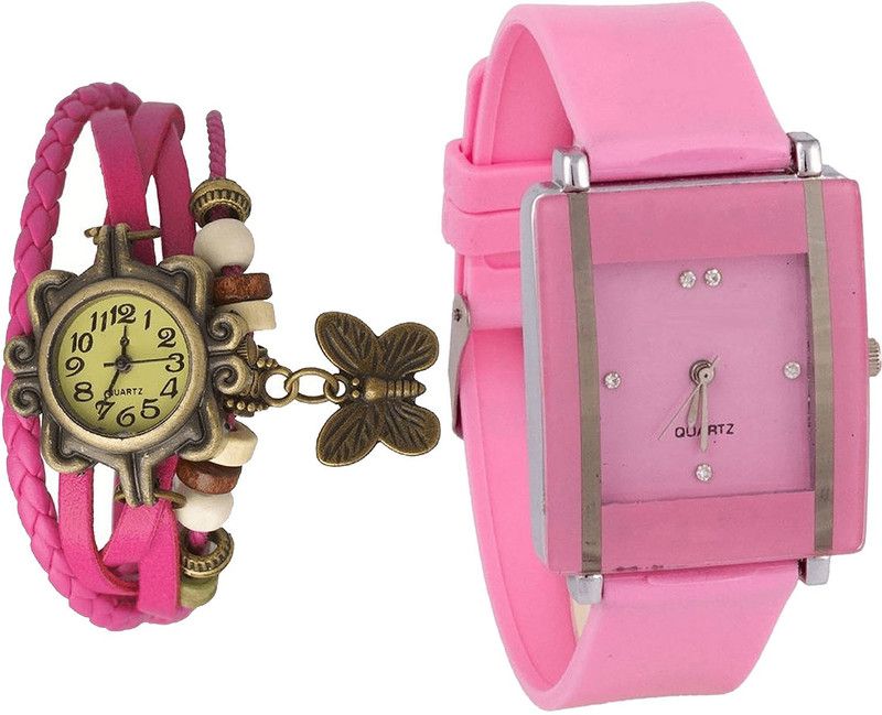 combo watch Analog Watch - For Girls Latest High Quality Butterfly Analogue Pink Color Girls And Women Watch - G63-G14 (Combo Of 2 )