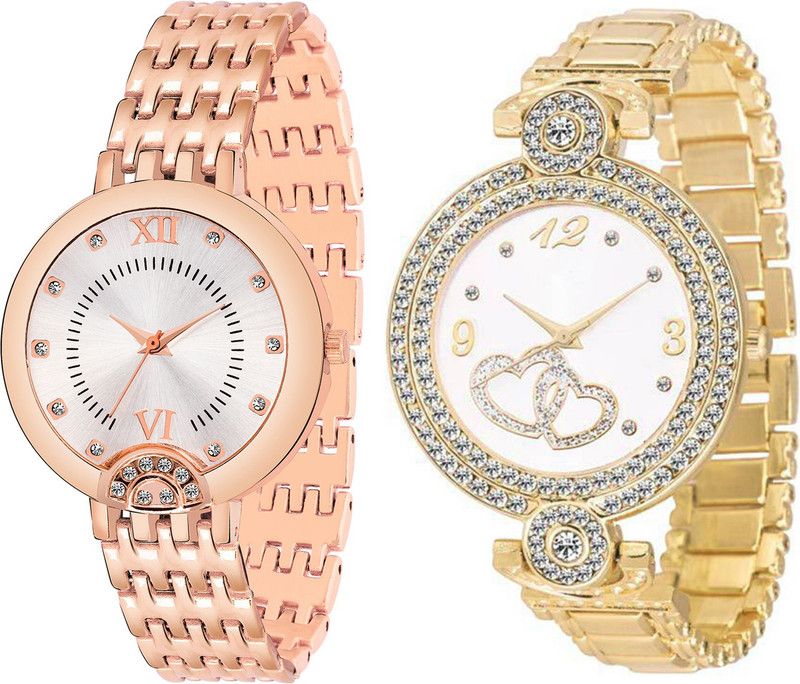 Analog Watch - For Girls Combo pack 2 New Diamond Studded Watch For Girls & Women BB-07189
