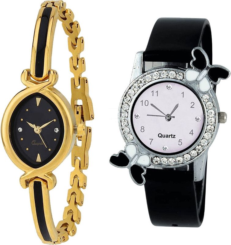combo watch Analog Watch - For Girls Brand New Formal Analogue Gold And Black Color Girls And Women Watch - G121-G97 (Combo Of 2 )