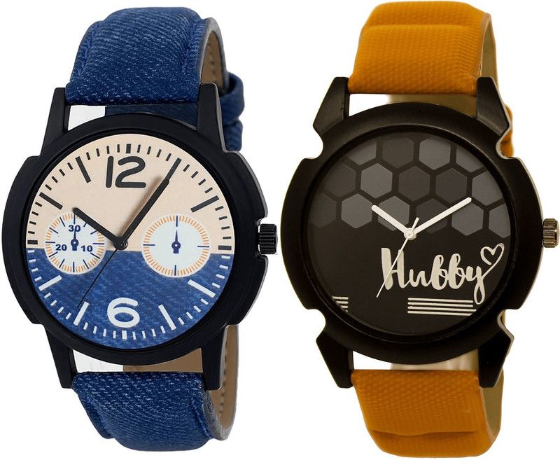 combo watch Analog Watch - For Girls Classical Gift Hubby Analogue Blue And Brown Color Boys And Men Watch - B10-BL46.32 (Combo Of 2 )