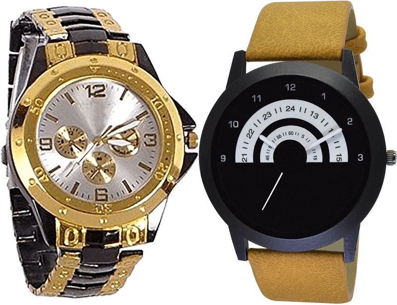 combo watch Analog Watch - For Girls Best Quartz Analogue Black And Brown Color Boys And Men Watch - B73-B49 (Combo Of 2 )