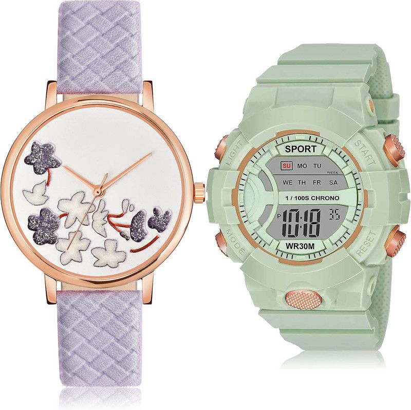 Analog-Digital Watch - For Girls Latest Traditional 2 Watch Combo For Women And Girls - GM502-DG35