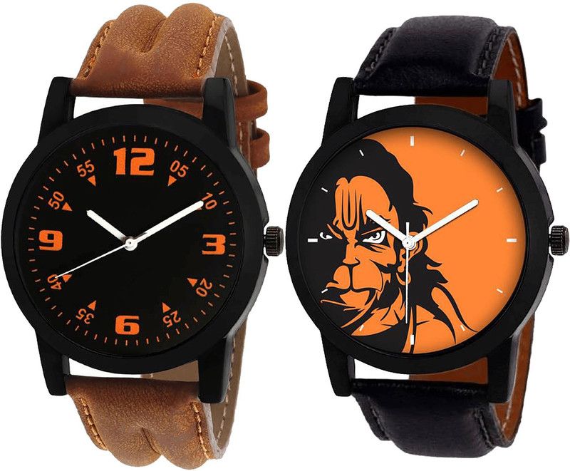 combo watch Analog Watch - For Girls Treading Royal Hanuman Analogue Brown And Black Color Boys And Men Watch - B15-B26 (Combo Of 2 )