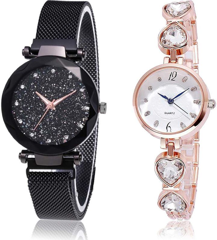 combo watch Analog Watch - For Men & Women Latest Branded Magnet And Love Heart Combo Watch For Girls And Women - GC7-G443