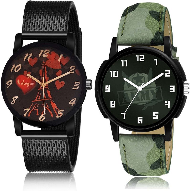 combo watch Analog Watch - For Boys Treading Ethnic I Love You And Military Army 2 Watch Combo For Boys And men - BRM19-B21