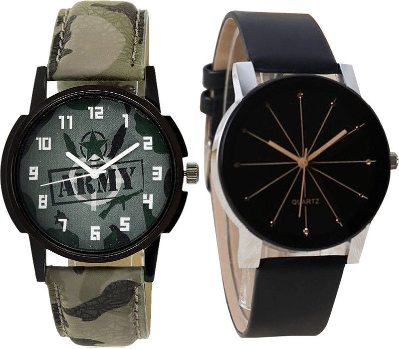 combo watch Analog Watch - For Girls Modish Chronograph Army Analogue Green And Black Color Boys And Men Watch - B21-B51 (Combo Of 2 )