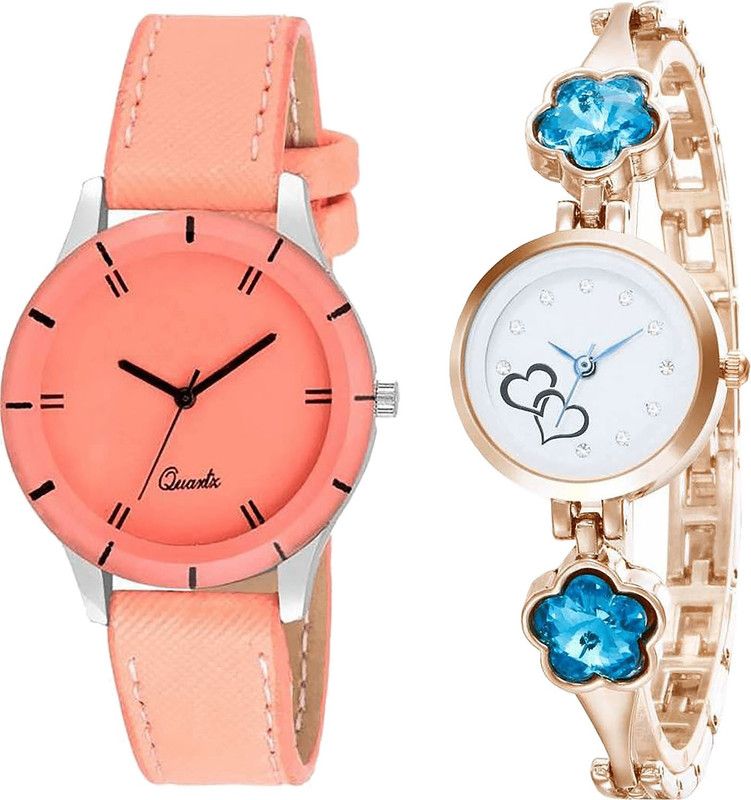 combo watch Analog Watch - For Girls Best Valentine Love Valentine Analogue Red And Rose Gold Color Girls And Women Watch - G270-G435 (Combo of 2 )