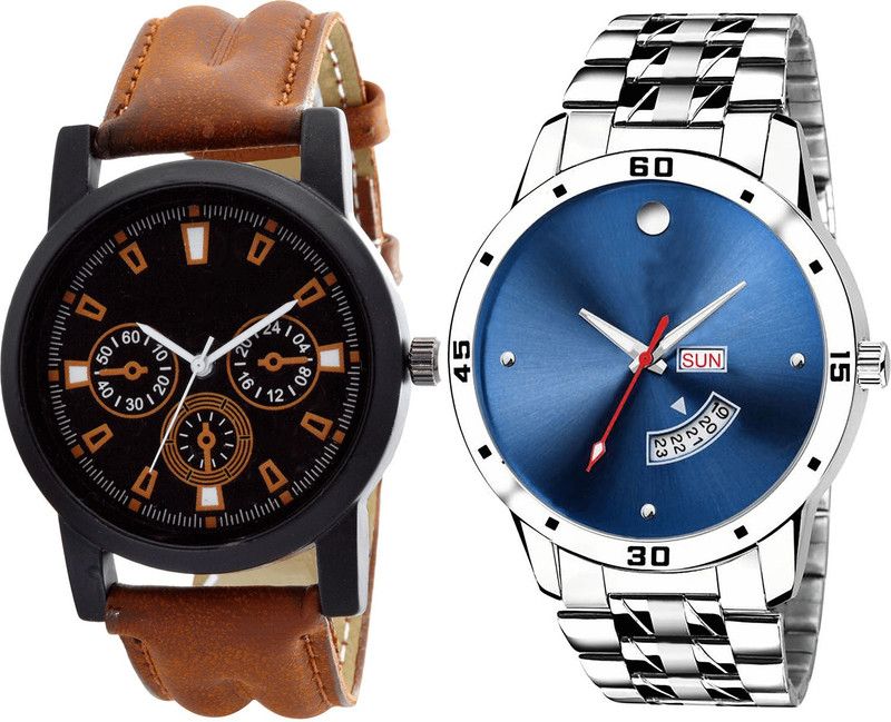 combo watch Analog Watch - For Girls Treading Rich Day And Date Analogue Brown And Silver Color Boys And Men Watch - B30-BL46.105 (Combo Of 2 )
