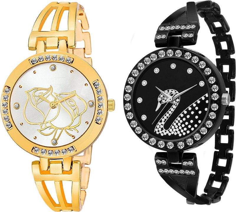 Analog Watch - For Men & Women Combo pack 2 New Diamond Studded Watch For Girls & Women BB-07651