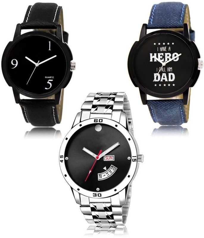 Stylish Attractive Professional Designer Combo Analog Watch - For Men L -06-07-104 Hot Selling Premium Quality Collection Latest Set of 3