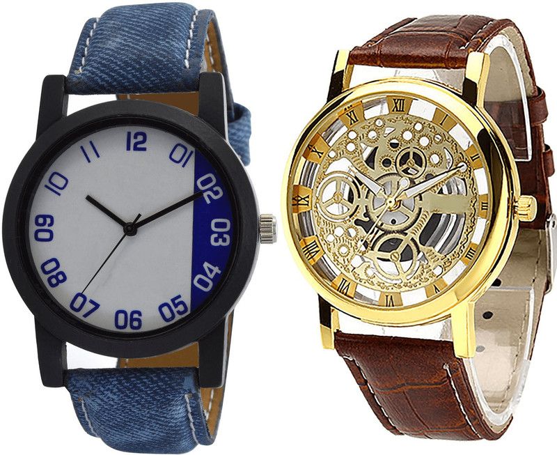 combo watch Analog Watch - For Girls Brand New Love Open Analogue Blue And Brown Color Boys And Men Watch - B40-B45 (Combo Of 2 )