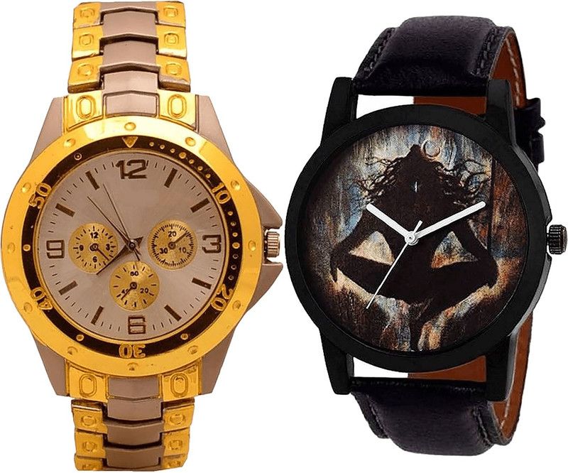 combo watch Analog Watch - For Girls Brand New Fancy Mahadev Analogue Silver And Black Color Boys And Men Watch - B74-B24 (Combo Of 2 )
