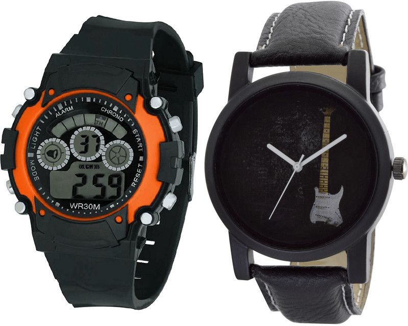combo watch Analog Watch - For Girls New Rich Kids And Guitar Analogue Black Color Boys And Men Watch - B4-B35 (Combo Of 2 )