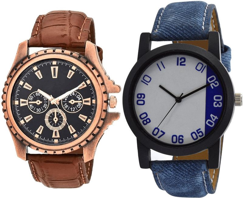 combo watch Analog Watch - For Men Classical Valentine Brown And Blue Color Boys Watch - B110-B40 (Combo Of 2 )