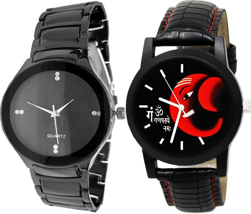 combo watch Analog Watch - For Girls Modish Fashionable Ganpti Analogue Black Color Boys And Men Watch - B67-B120 (Combo Of 2 )