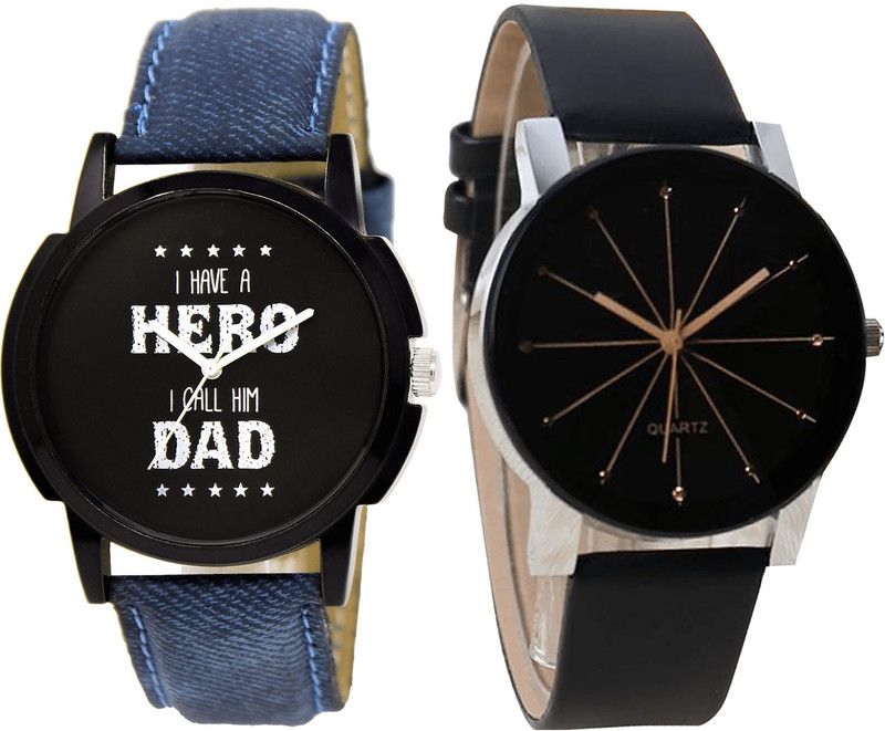 combo watch Analog Watch - For Girls Love Analogue Blue And Black Color Boys And Men Watch - BL46.7-B51 (Combo Of 2 )