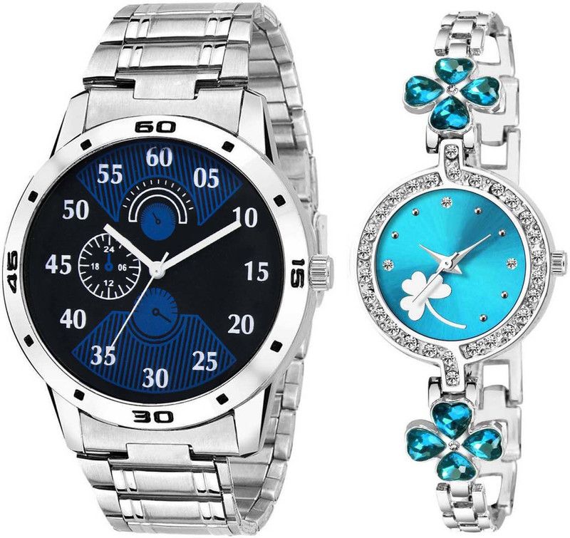 SIL CHAIN LR 2 & 236 SIL-SKY BLUE Analog Watch - For Couple LR 2