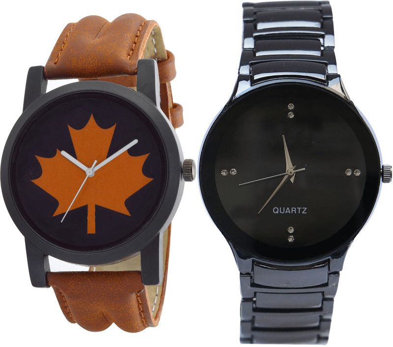combo watch Analog Watch - For Girls Latest Collegian Analogue Brown And Black Color Boys And Men Watch - B34-B67 (Combo Of 2 )