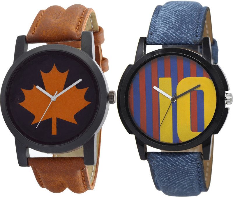 combo watch Analog Watch - For Girls Modern High Quality Messi Football Analogue Brown And Blue Color Boys And Men Watch - B34-BL46.10 (Combo Of 2 )