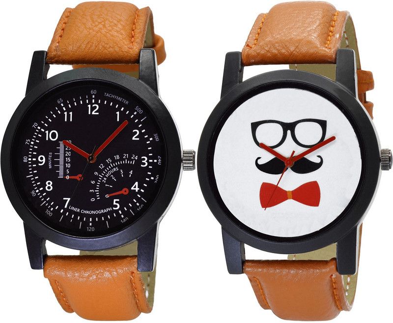 combo watch Analog Watch - For Girls Treading Heart Beard Style Analogue Brown Color Boys And Men Watch - B29-B53 (Combo Of 2 )