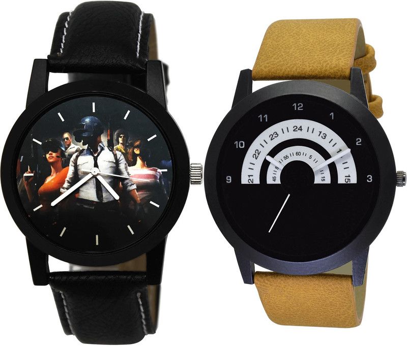 combo watch Analog Watch - For Men Casual PUBG Military Army Analog Black And Brown Color Boys And Men Watch - B175-B49 (Combo Of 2 )