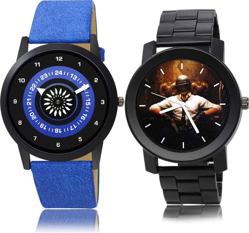 combo watch Analog Watch - For Boys Latest High Quality Speedometer And Pubg Military Army Chain Watch Blue And Black Color Boys And Men Watch - B385-B452 (Combo Of 2)