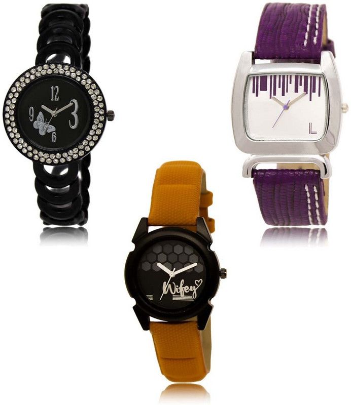 Latest Set of 3 Stylish Attractive Professional Designer Combo Analog Watch - For Women LR-201-207-235 Premium Quality Collection