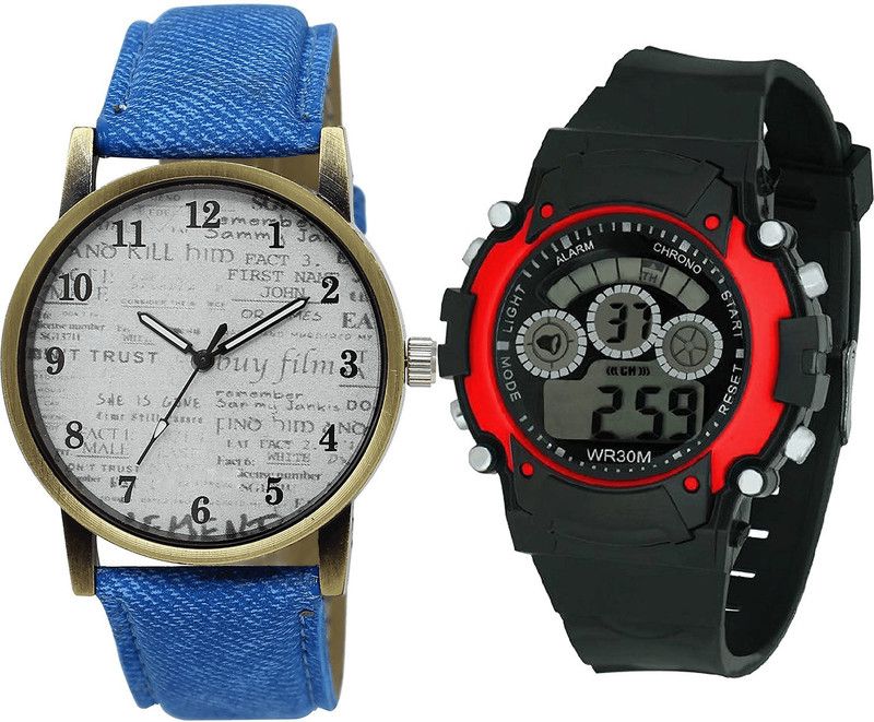 combo watch Analog Watch - For Girls Modern Unique Kids Analogue Blue And Black Color Boys And Men Watch - BL46.28-B5 (Combo Of 2 )
